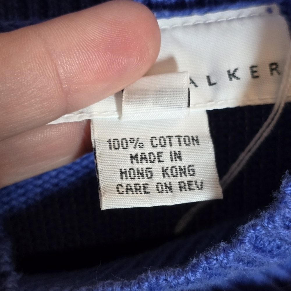Bryn Walker Vintage 100% Cotton Blue Mock Neck Sweater Lagenlook Tunic, az L - Picture 6 of 7